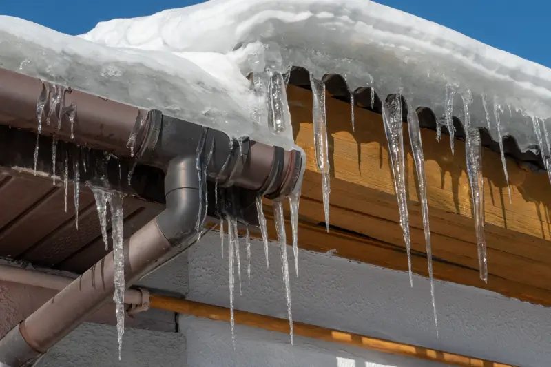 large icicles hanging from a gutter