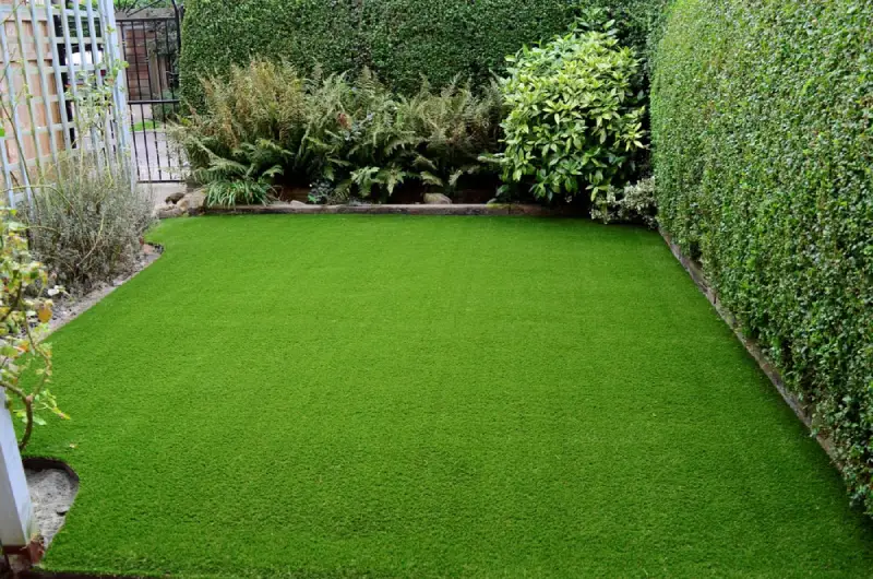 Residential yard with artificial grass