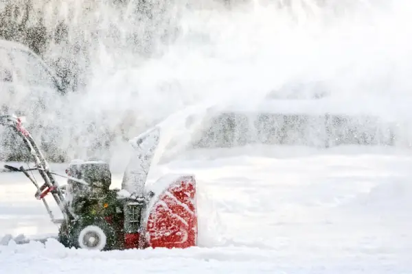 A snow plow in operation.